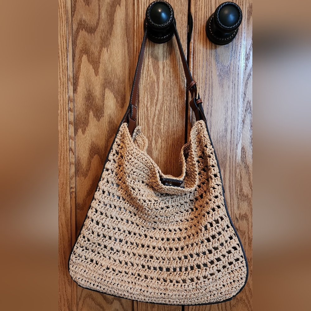 Mango Large Valeta Crocheted Raffia Bag